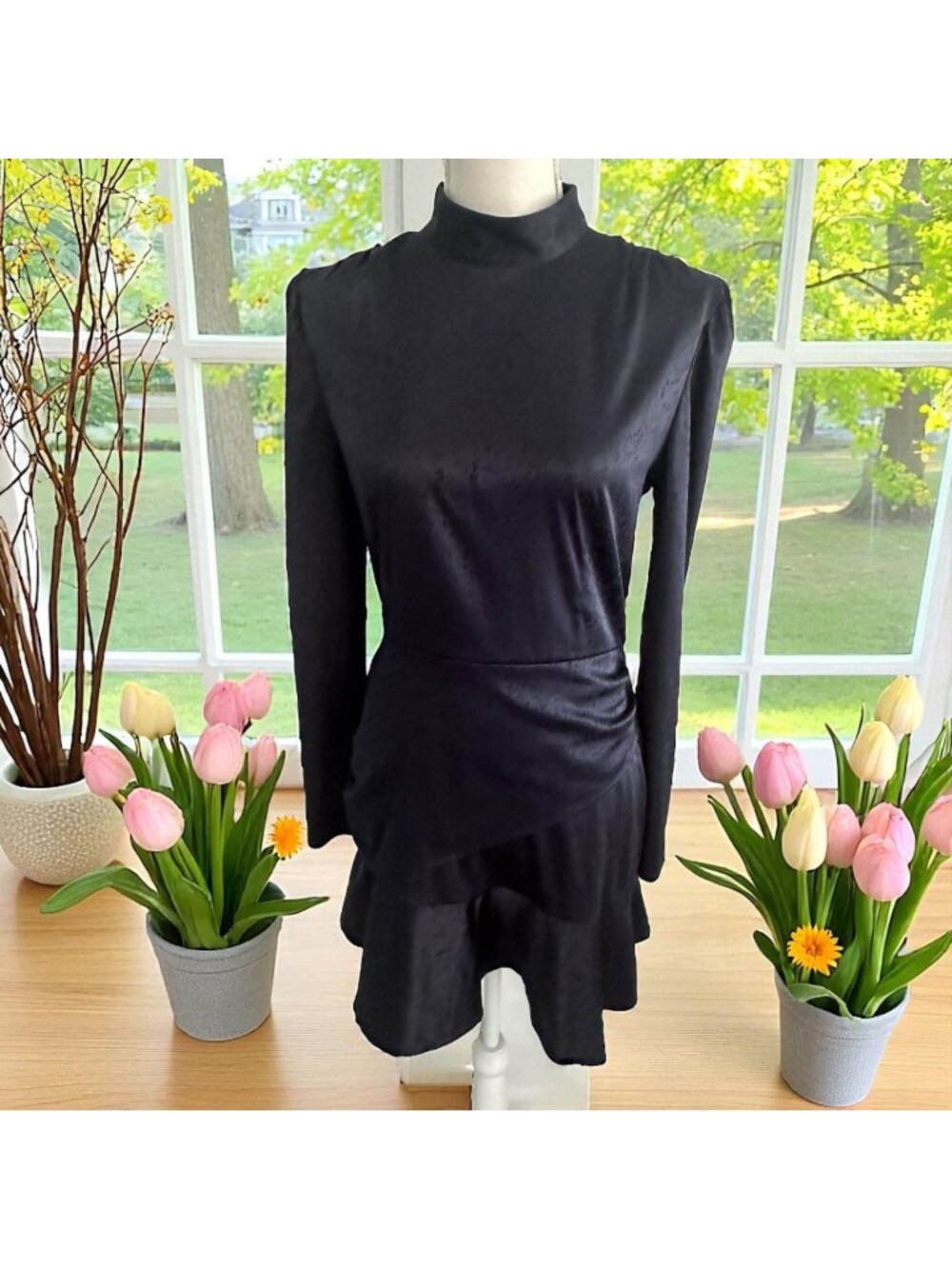 SOMETHING NAVY Ruffle Navy Blue Mini Dress Size Small